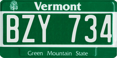 VT license plate BZY734