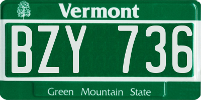 VT license plate BZY736