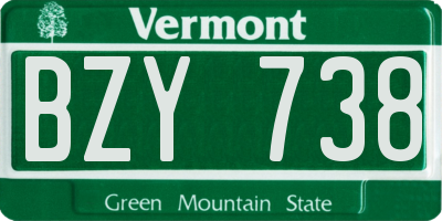 VT license plate BZY738