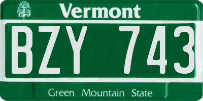 VT license plate BZY743