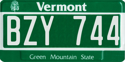 VT license plate BZY744