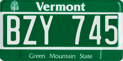 VT license plate BZY745