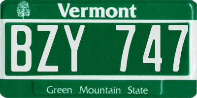 VT license plate BZY747