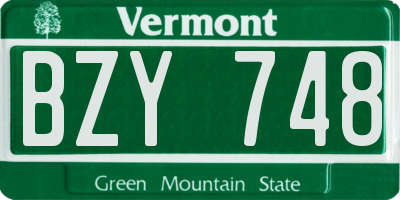 VT license plate BZY748