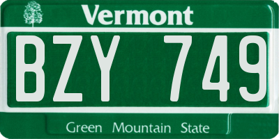 VT license plate BZY749