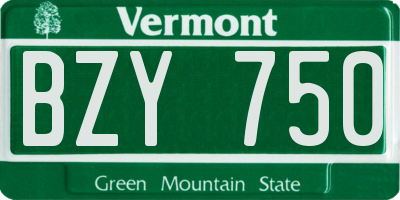 VT license plate BZY750