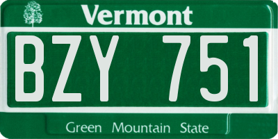 VT license plate BZY751