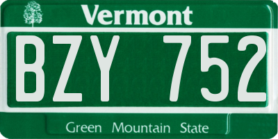 VT license plate BZY752