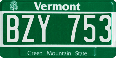 VT license plate BZY753