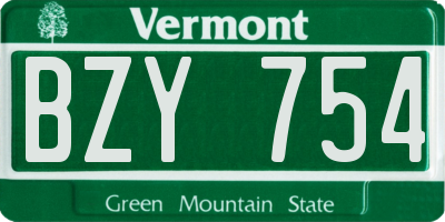 VT license plate BZY754