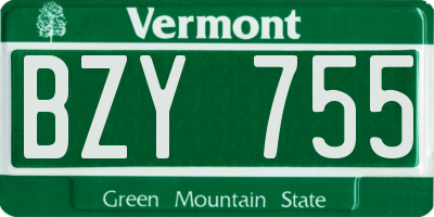 VT license plate BZY755