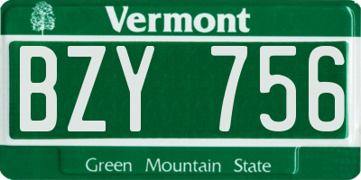 VT license plate BZY756
