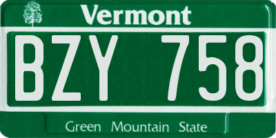 VT license plate BZY758