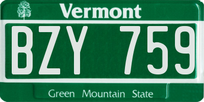 VT license plate BZY759