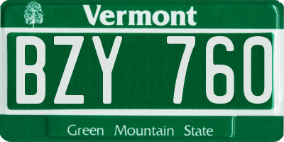 VT license plate BZY760
