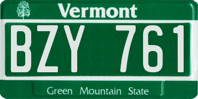 VT license plate BZY761