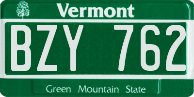 VT license plate BZY762