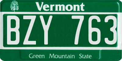 VT license plate BZY763