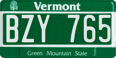 VT license plate BZY765