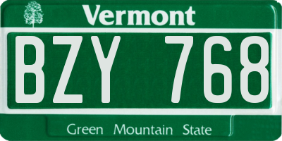 VT license plate BZY768