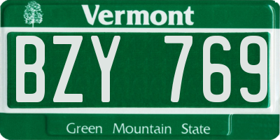 VT license plate BZY769