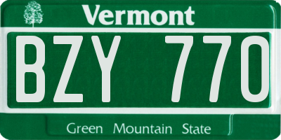 VT license plate BZY770