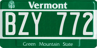 VT license plate BZY772