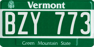 VT license plate BZY773