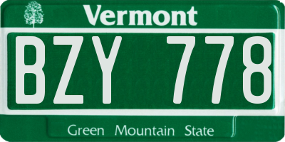 VT license plate BZY778