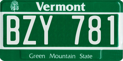 VT license plate BZY781