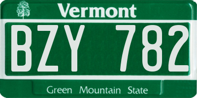 VT license plate BZY782