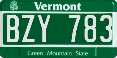 VT license plate BZY783