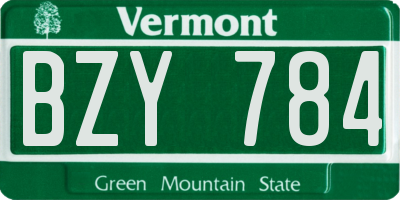 VT license plate BZY784