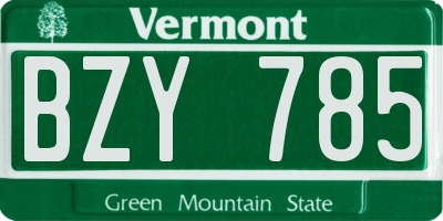 VT license plate BZY785