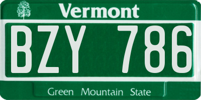 VT license plate BZY786