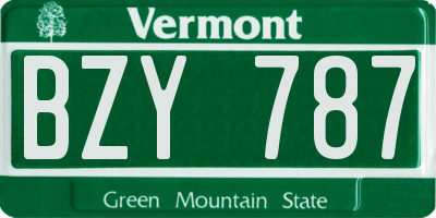 VT license plate BZY787
