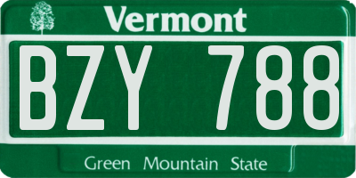 VT license plate BZY788