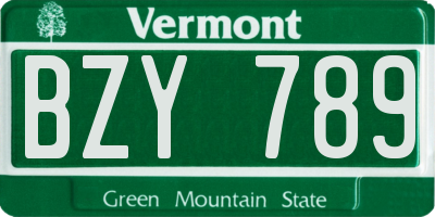 VT license plate BZY789