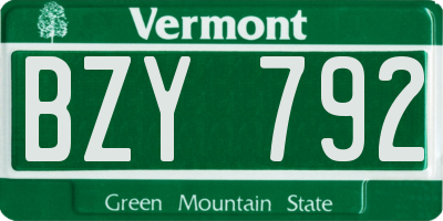 VT license plate BZY792