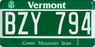 VT license plate BZY794