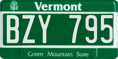 VT license plate BZY795