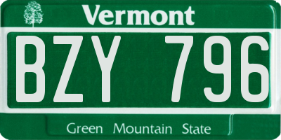 VT license plate BZY796