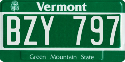 VT license plate BZY797