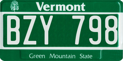 VT license plate BZY798