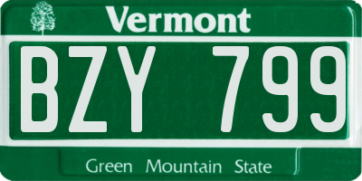 VT license plate BZY799