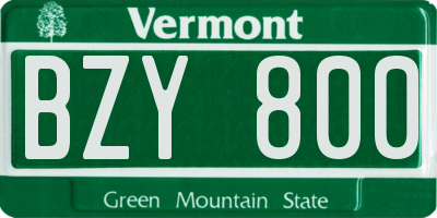 VT license plate BZY800