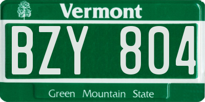 VT license plate BZY804