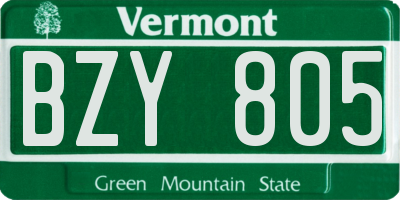 VT license plate BZY805