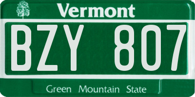 VT license plate BZY807