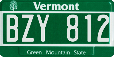 VT license plate BZY812